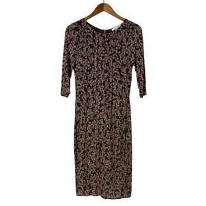 Boden · Size 8 · Sophia Dress · 3/4 Sleeve · Tencel Scoop Neck Pink Green Floral